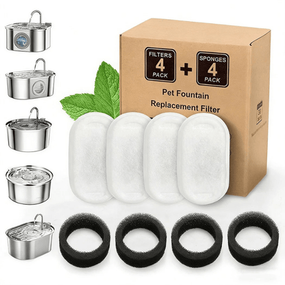 PawSerenity™ Calming Stainless Steel Automatic Water Fountain 4 Pack Replacement Filters